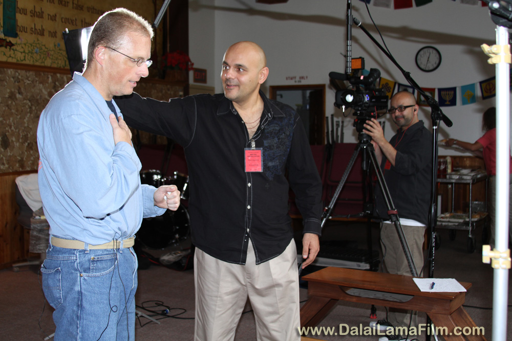 Dalai Lama Renaissance Documentary Film Director Khashyar Darvich speak with an inmate after an interview for his new film about personal and spiritual transformation within prison walls