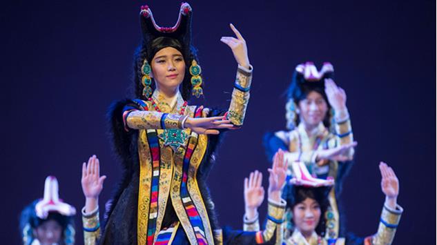 Chinese Performers performing a Chinese State's song and dance production about the 6th Dalai Lama