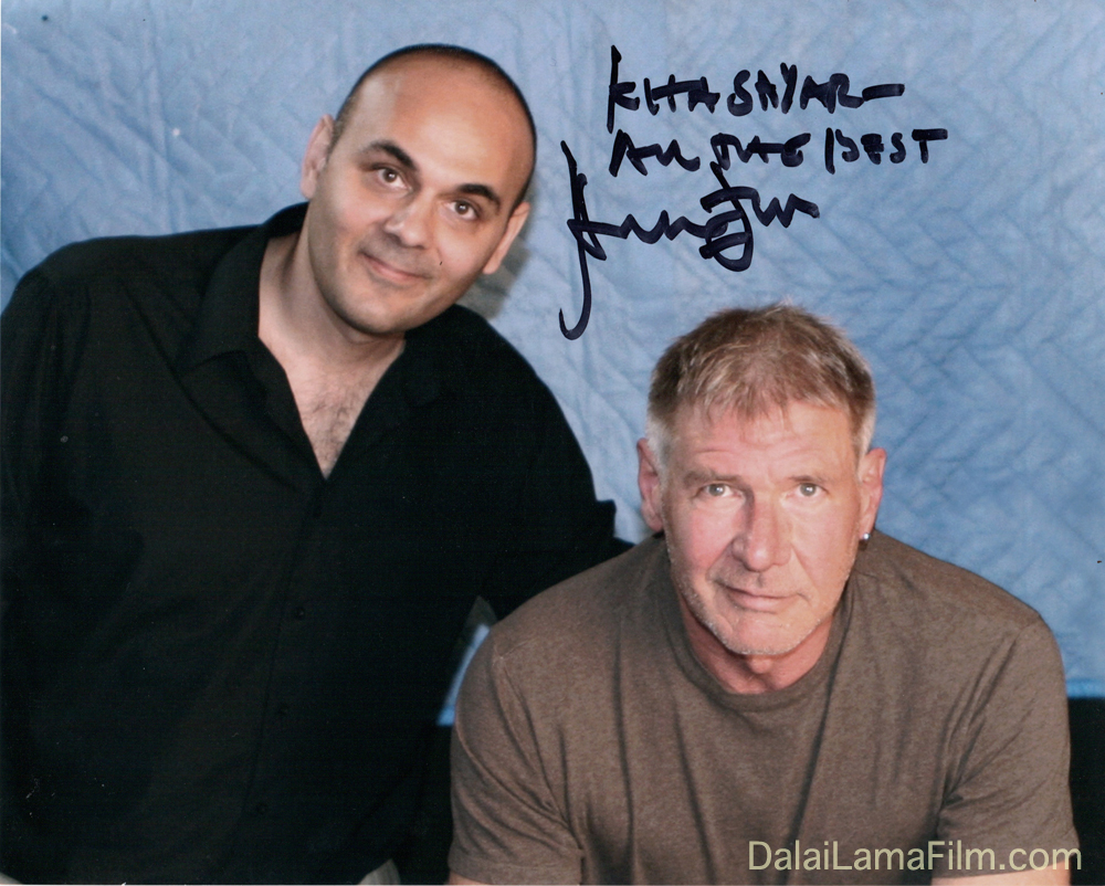 Actor Harrison Ford (narrator of the 'Dalai Lama Renaissance' Documentary Film), with the film's Producer-Director, Khashyar Darvich.